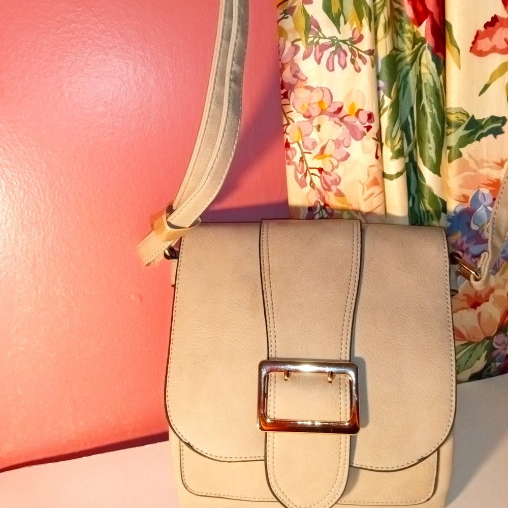 CROSSBODY DOUBLE-SIDED ADJUSTABLE SHOULDER STRAP GREY COLORED PURSE
